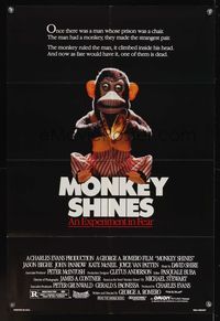 7s645 MONKEY SHINES 1sh '88 George Romero directed, image of really creepy cymbal monkey!