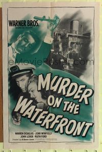 7s667 MURDER ON THE WATERFRONT 1sh '43 Warren Douglas, Joan Winfield, naval thriller!