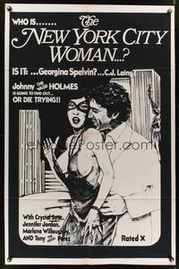 7s688 NEW YORK CITY WOMAN 1sh '80 artwork of John Holmes & sexy masked woman!