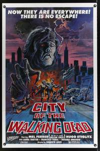 7s696 NIGHTMARE CITY 1sh R84 Umberto Lenzi's City of the Walking Dead!