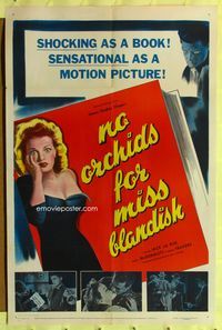 7s698 NO ORCHIDS FOR MISS BLANDISH 1sh '51 sexy Linden Travers in gambling film noir!