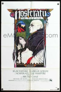 7s706 NOSFERATU THE VAMPYRE 1sh '79 Klaus Kinski, Werner Herzog, classic Palladini vampire art!