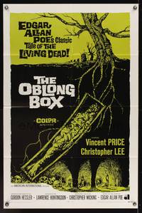 7s714 OBLONG BOX int'l 1sh '69 Vincent Price, Christopher Lee, Edgar Allan Poe, cool horror art!