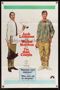 7s718 ODD COUPLE 1sh '68 art of best friends Walter Matthau & Jack Lemmon by Robert McGinnis!