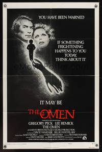 7s728 OMEN style F 1sh '76 Gregory Peck, Lee Remick, Satanic horror, it's frightening!