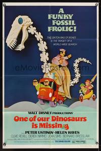 7s736 ONE OF OUR DINOSAURS IS MISSING 1sh '75 Walt Disney, Peter Ustinov, a funky fossil frolic!