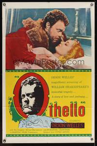 7s739 OTHELLO 1sh '52 Orson Welles in the title role w/pretty Fay Compton, Shakespeare!
