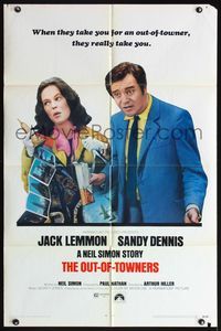 7s742 OUT-OF-TOWNERS 1sh '70 Jack Lemmon, Sandy Dennis, written by Neil Simon!