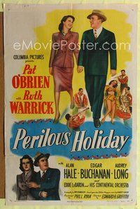 7s755 PERILOUS HOLIDAY style B 1sh '46 Pat O'Brien & Ruth Warrick in dangerous Mexico!