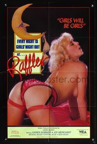 7s779 RAFFLES video 1sh '86 wild sexploitation image of Crystal Breeze, girls will be girls!