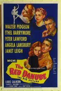 7s782 RED DANUBE 1sh '49 Janet Leigh, Angela Lansbury, Ethel Barrymore, Walter Pidgeon, Lawford!