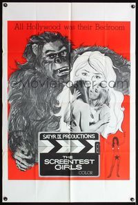 7s799 SCREENTEST GIRLS 1sh '69 Zoltan G. Spencer directed, wild art of gorilla & girls!