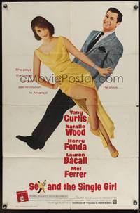7s807 SEX & THE SINGLE GIRL 1sh '65 great full-length image of Tony Curtis & sexiest Natalie Wood!