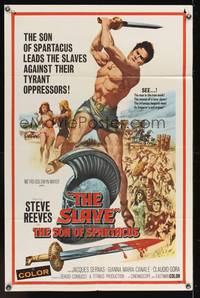 7s829 SLAVE 1sh '63 Il Figlio di Spartacus, art of Steve Reeves as the son of Spartacus!