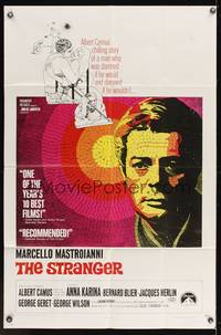 7s852 STRANGER 1sh '68 Luchino Visconti's Lo Straniero, art of Marcello Mastroianni!