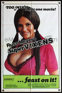 7s862 SUPER VIXENS 1sh '75 Russ Meyer, super sexy Shari Eubank is TOO MUCH for one movie!