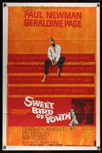 7s867 SWEET BIRD OF YOUTH 1sh '62 Paul Newman, Geraldine Page, from Tennessee Williams' play!