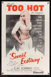 7s869 SWEET ECSTASY 1sh '62 super sexy Elke Sommer's is almost TOO HOT for comfort!