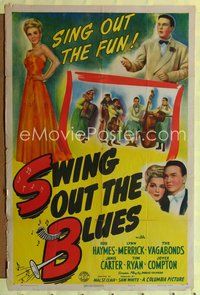 7s876 SWING OUT THE BLUES 1sh '43 Bob Haymes & Lynn Merrick w/The Vagabonds!