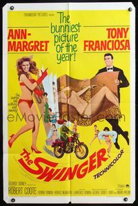 7s878 SWINGER 1sh '66 super sexy Ann-Margret, Tony Franciosa, the bunniest picture of the year!
