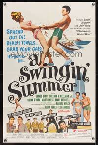 7s879 SWINGIN' SUMMER 1sh '65 rock 'n' roll music, great sexy beach party art!