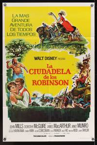 7s882 SWISS FAMILY ROBINSON Spanish/U.S. 1sh R68 John Mills, Walt Disney family fantasy classic!