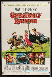 7s881 SWISS FAMILY ROBINSON 1sh R75 John Mills, Walt Disney family fantasy classic!