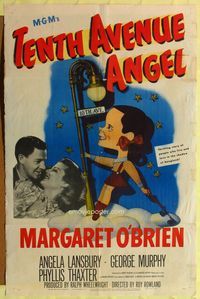 7s889 TENTH AVENUE ANGEL 1sh '47 cool art of Margaret O'Brien on 10th Ave by Jacques Kapralik!