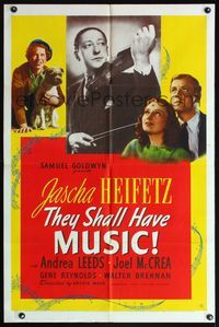7s898 THEY SHALL HAVE MUSIC 1sh '39 directed by Archie Mayo, Joel McCrea, Jascha Heifetz!