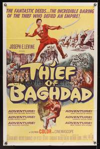 7s903 THIEF OF BAGHDAD 1sh '61 daring Steve Reeves does fantastic deeds & defies an empire!