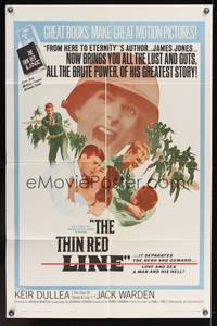 7s905 THIN RED LINE 1sh '64 Kier Dullea, from the novel by James Jones!