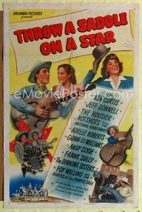 7s913 THROW A SADDLE ON A STAR 1sh '46 Ken Curtis, Jeff Donnell, country western musical!