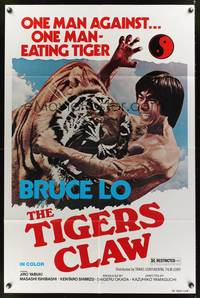 7s916 TIGER'S CLAW 1sh '78 Bruce Lo, wild image of man fighting tiger!