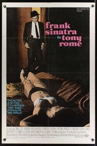 7s933 TONY ROME 1sh '67 detective Frank Sinatra w/gun & sexy near-naked girl on bed!