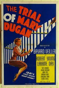 7s944 TRIAL OF MARY DUGAN 1sh '41 sexy Laraine Day behind bars!