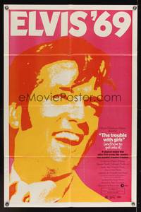 7s953 TROUBLE WITH GIRLS 1sh '69 great gigantic close up art of smiling Elvis Presley!