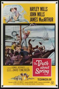 7s957 TRUTH ABOUT SPRING 1sh '65 Richard Thorpe, daughter Hayley Mills w/father John Mills!