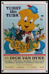7s958 TUBBY THE TUBA 1sh '75 Dick Van Dyke, cartoon art of musical instruments!