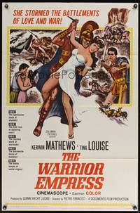7s979 WARRIOR EMPRESS 1sh '60 Tina Louise stormed the battlements of love & war, Kerwin Mathews!