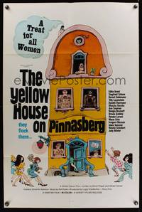 7s997 YELLOW HOUSE ON PINNASBERG int'l 1sh '70 Das gelb Haus am Pinnasberg, wild artwork!