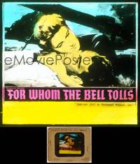 7t085 FOR WHOM THE BELL TOLLS glass slide '43 c/u of Gary Cooper & Ingrid Bergman, Hemingway