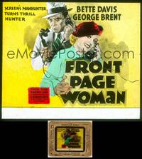 7t087 FRONT PAGE WOMAN glass slide '35 different art of Bette Davis & George Brent on phone!