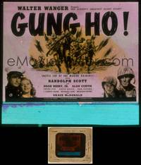 7t091 GUNG HO glass slide '43 Randolph Scott, Noah Beery Jr, battle cry of the marine raiders!
