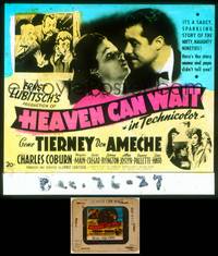7t093 HEAVEN CAN WAIT glass slide '43 c/u of Gene Tierney & Don Ameche, directed by Ernst Lubitsch