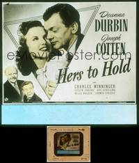 7t095 HERS TO HOLD glass slide '43 romantic close up of Deanna Durbin & Joseph Cotten!