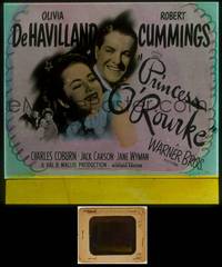 7t101 PRINCESS O'ROURKE glass slide '43 Olivia de Havilland, Robert Cummings, Charles Coburn