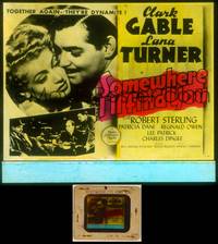 7t105 SOMEWHERE I'LL FIND YOU glass slide '42 wonderful close up of Clark Gable & Lana Turner!