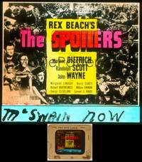 7t106 SPOILERS glass slide '42 Marlene Dietrich, John Wayne, Randolph Scott, by Rex Beach!
