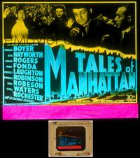 7t108 TALES OF MANHATTAN glass slide '42 cool title treatment art, all-star cast in New York!