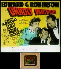 7t112 UNHOLY PARTNERS glass slide '41 c/u of Edward G. Robinson, Edward Arnold & Laraine Day!